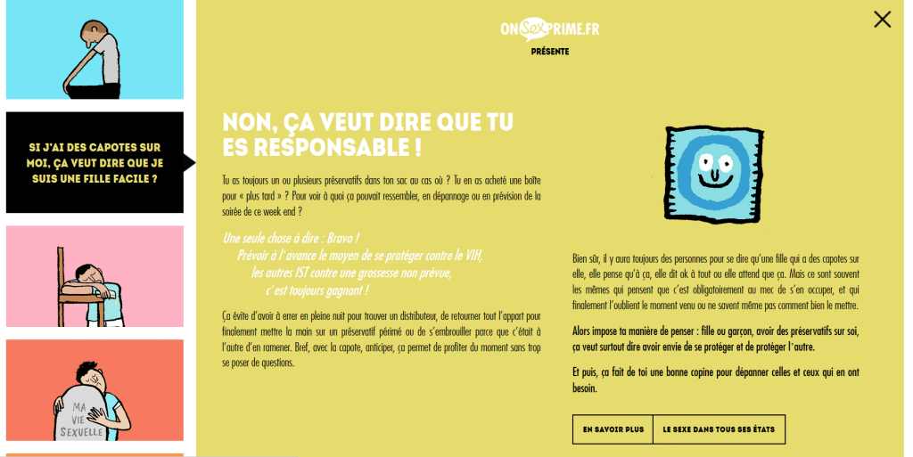 Interactive module on the onSEXprime website : "real answers for real questions"