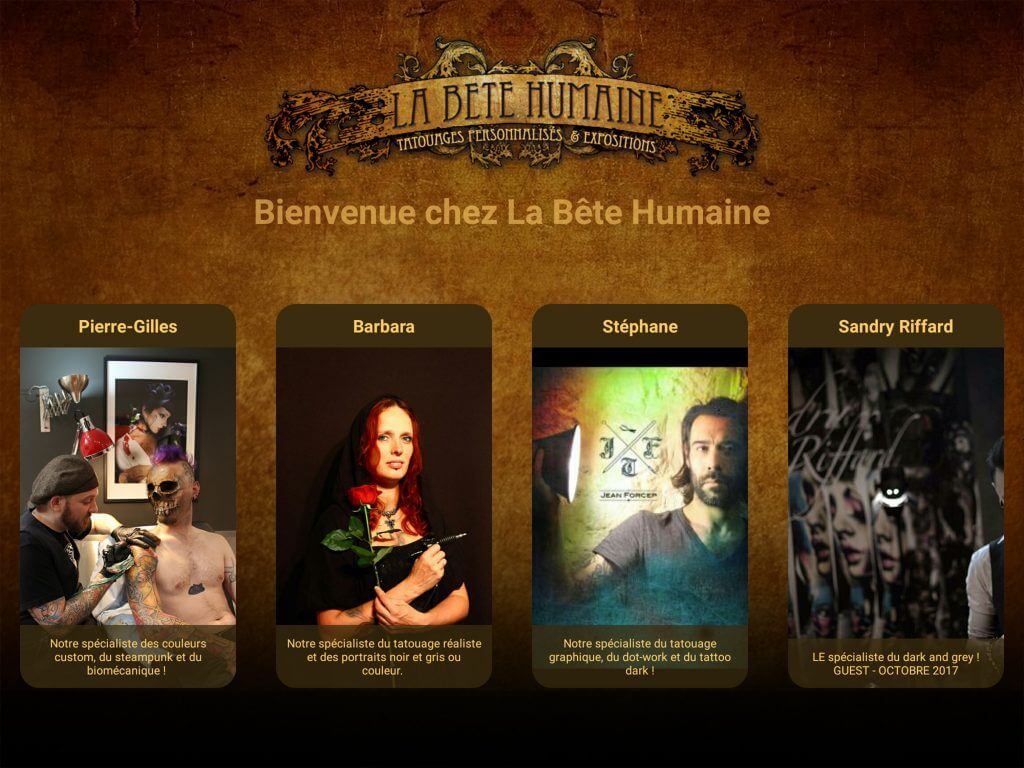 Android tattoo shop application : landing screen