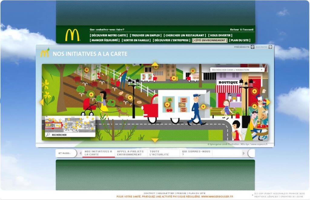 Mc Donald's website - Initiatives module, exploration page