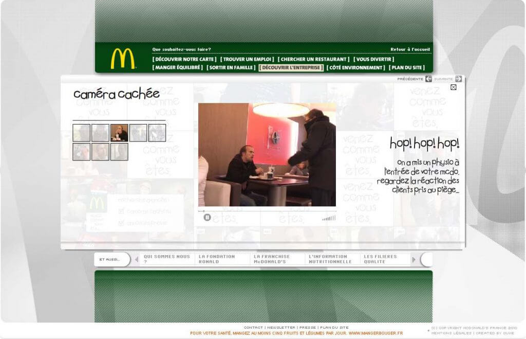 Mc Donald's website - Come as you are module, video player