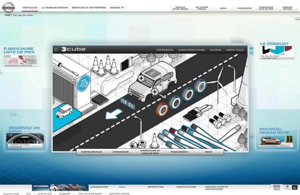 Nissan website - Nissan CUBE module landing page