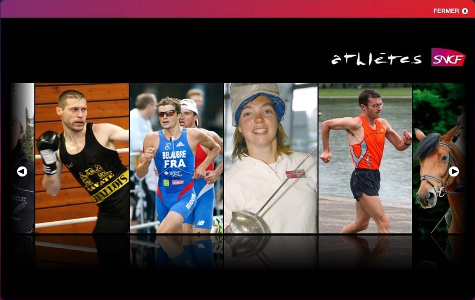 SNCF website - athletes module, landing page