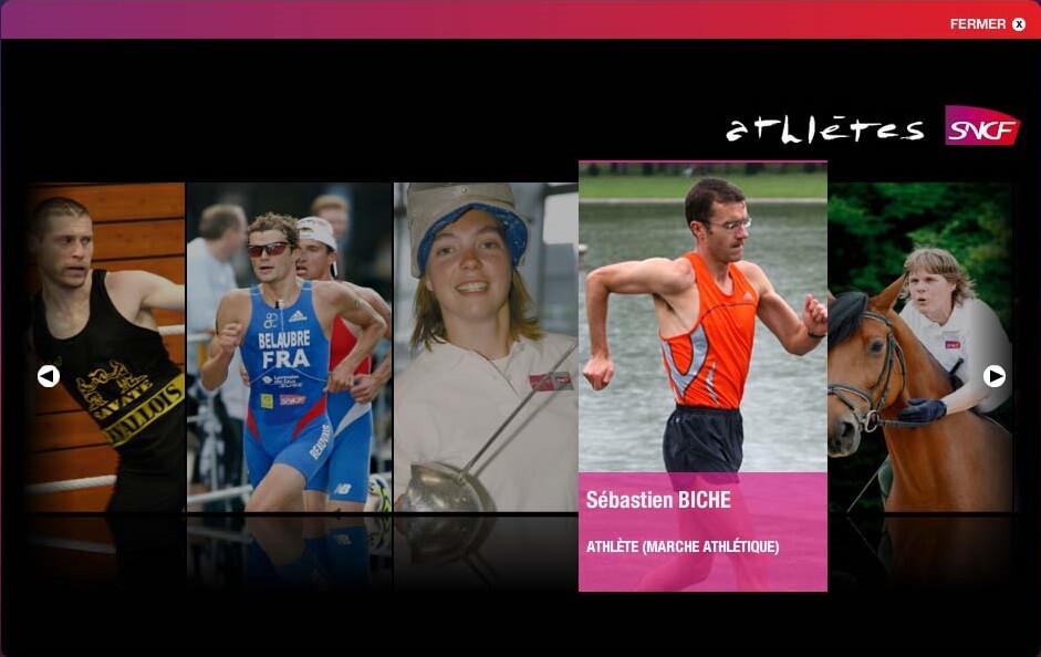 SNCF website - athletes module, hover effect