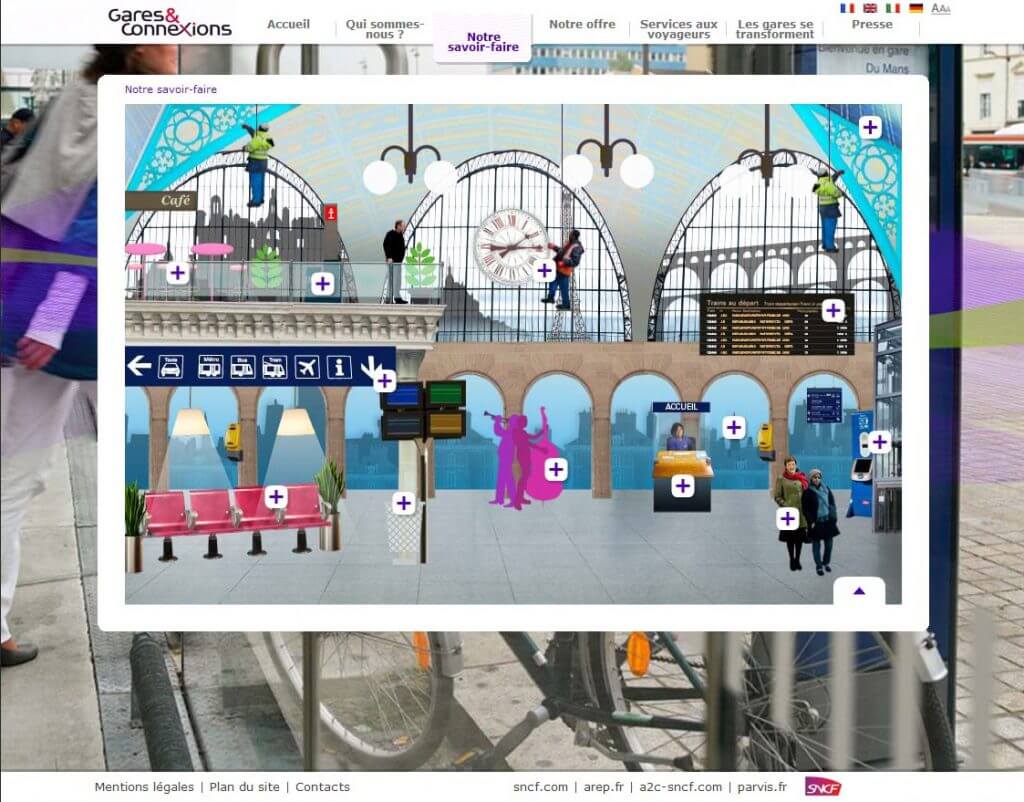 SNCF website - "Railway stations and connexions" module, exploration page
