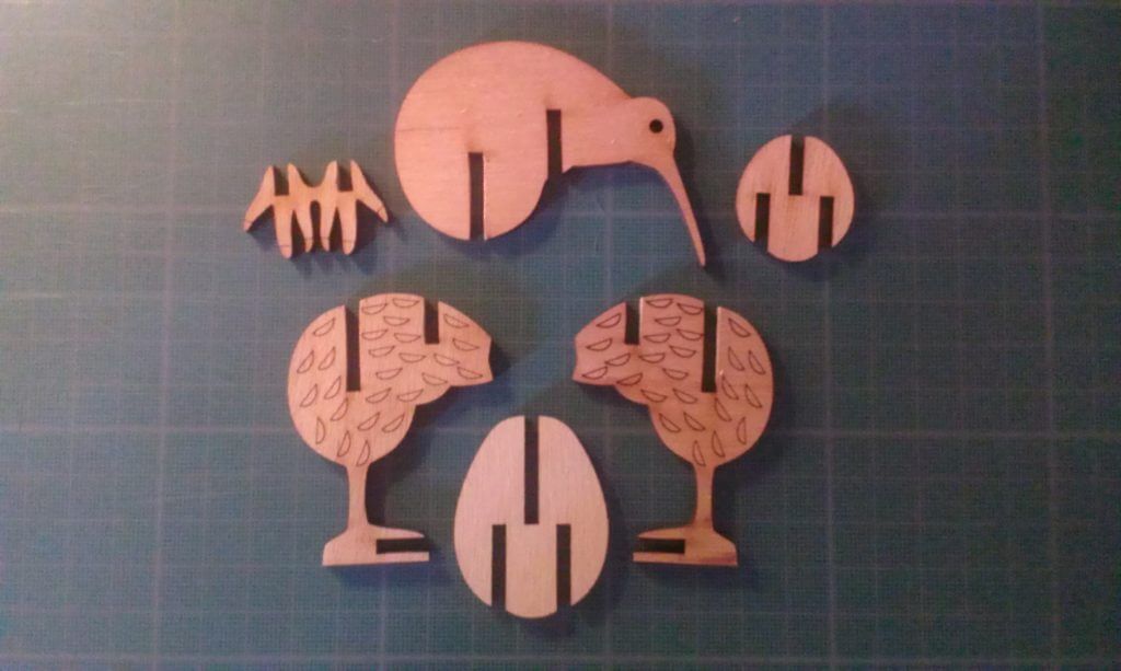 Small 3D kiwi bird before assembly