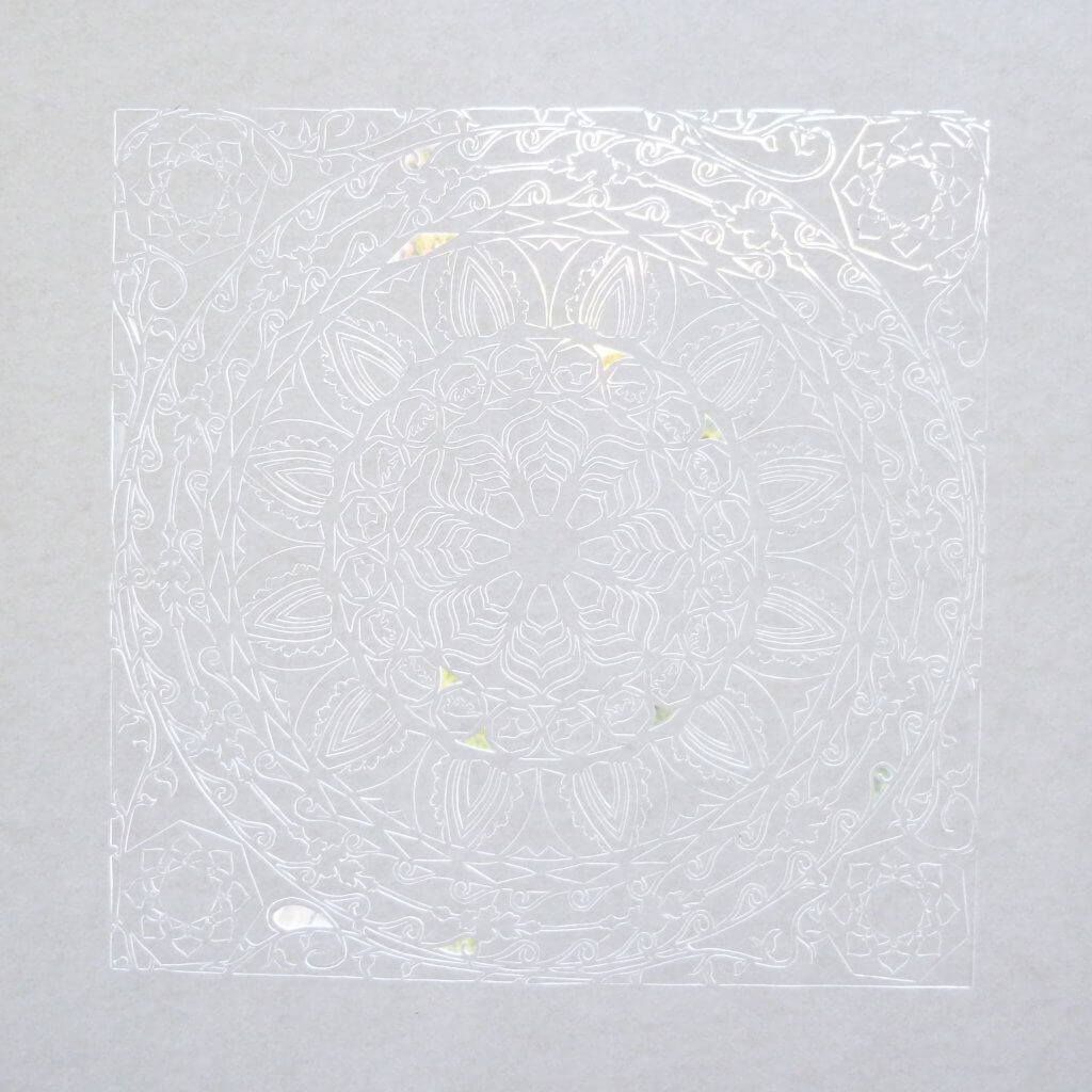 Mandala papercut white on black version: only the cut lines, transparency